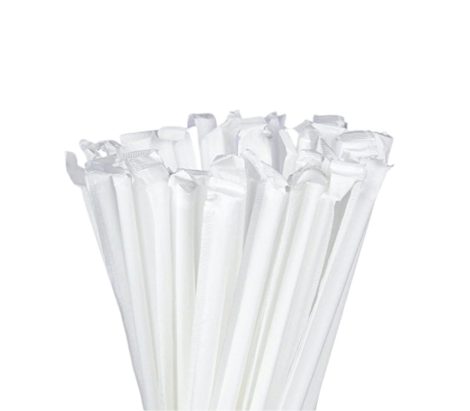 8mm Wrapped Clear Plastic straws 100 pk