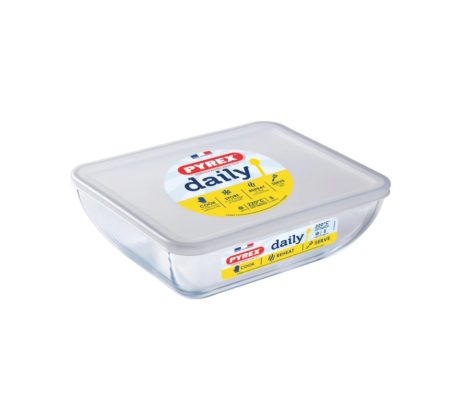 Pyrex Daily Rect Dish with plastic lid 25x20cm – 2.25lt-2