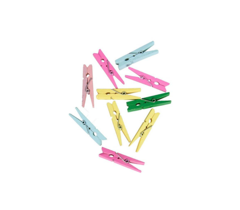 STANDARD WOODEN COLOURED PEGS -( 12PC)