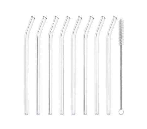 Glass Straw Bent Type 8200mm Raw + 2PCS Brush