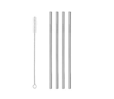 Straws – S/Steel – Silver – Straight 5pc