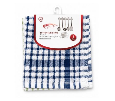 3 Pack Button Terry Swab 35x35cm