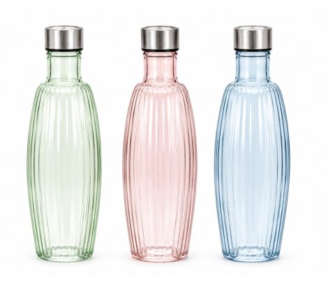 Fluted Glass Bottle 1000ml 3Ass