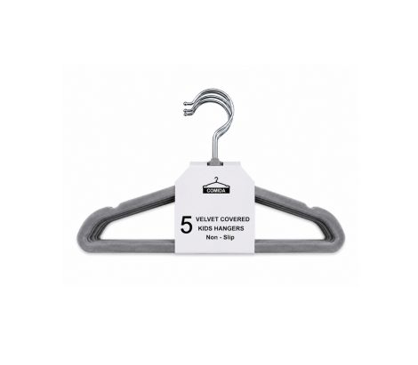 Hangers – kids – Velvet – 5pc – grey
