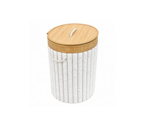 Laundry Storage Plush Round Ribbed White