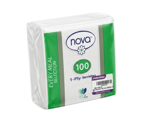 Nova Serviettes 1Ply Virgin 300×300 (100’s)