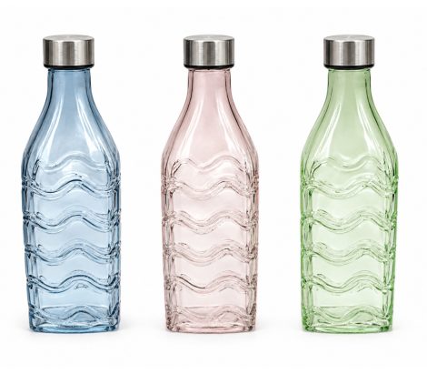 Wave Glass Bottle 1000ml 3Ass