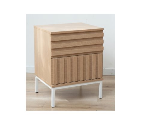Furn- Linea Bedside Table 2 Drawers Natural